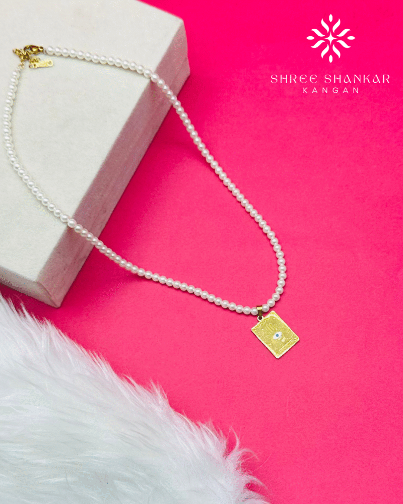 Square Evil Eye Pearl Choker