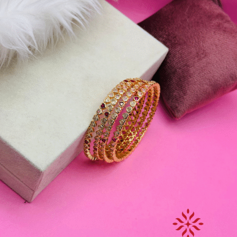 Mini Red golden heart bangles