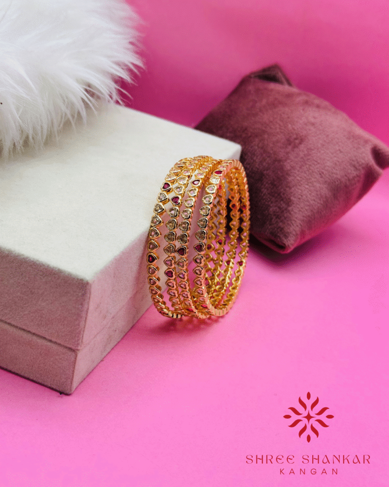 Mini Red golden heart bangles - Image 2
