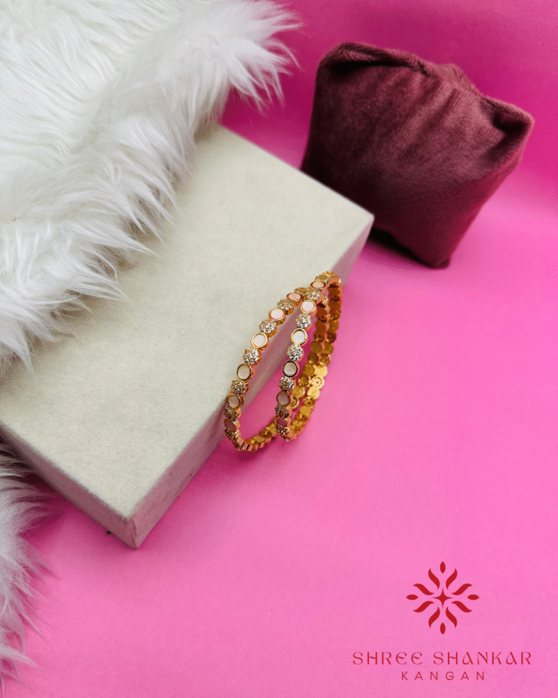 White Circle Floral Bangles