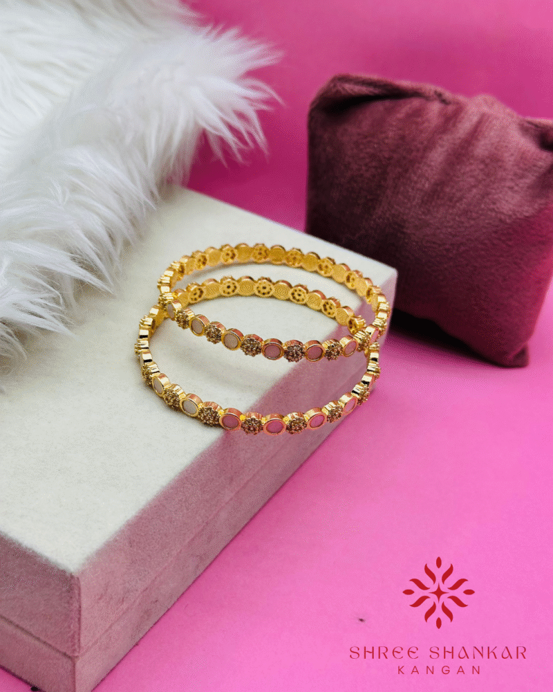 White Circle Floral Bangles - Image 2