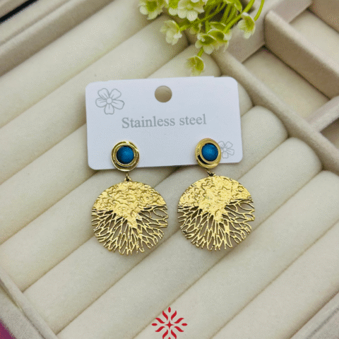 Golden Coral Drop Earrings