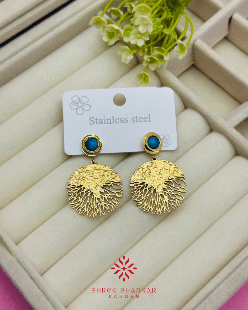 Golden Coral Drop Earrings