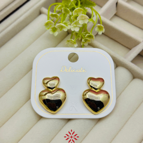 Double Heart Stud Earrings