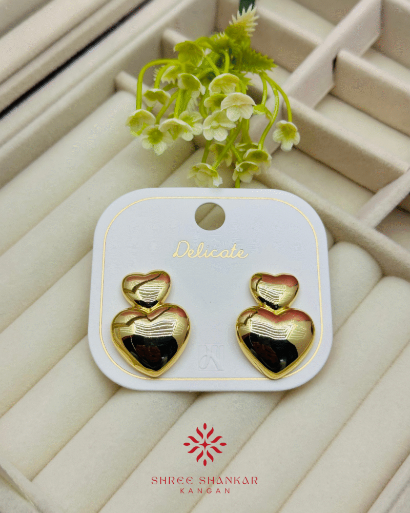 Double Heart Stud Earrings